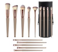 Everyday Makeup Brush Set, Makeup Brush Set 14-piece Eye And Face Makeup Brushes With Synthetic Bristles Synthetic Bristles(Brown+Brush Bucket)