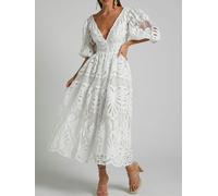 Everyday The Label Cutout Back Lace Crochet V-Neck Dress - White - M US