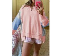 Everyday The Label Women's Apricot Pink Exposed Seam Color Block Patchwork Slit Cuffs Oversize | Size: Small Everyday The Label Multicolor S