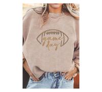 Everyday The Label Women's Apricot Rugby Game Day Embroidered Corduroy Sweatshirt in Peach | Size: 24 Everyday The Label Peach 24