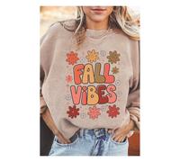 Everyday The Label Women's Apricot Twisted Rib FALL VIBE Graphic Baggy Sweatshirt in Peach | Size: Medium Everyday The Label Peach M