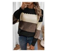 Everyday The Label Women's Black Colorblock Crew Neck Drop Shoulder Sweater | Size: Small Everyday The Label Black S