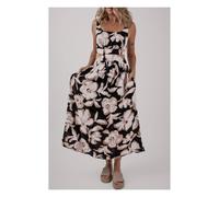 Everyday The Label Women's Black Floral Cutout Square Neck Knot Back Sleeveless Maxi Dress | Size: XL Everyday The Label Black XL