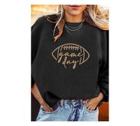 Everyday The Label Women's Black Rugby Game Day Embroidered Corduroy Sweatshirt | Size: Small Everyday The Label Black S