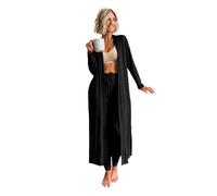 Everyday The Label Women's Black Split Long Cardigan & Skinny Pants Lounge Set | Size: Medium Everyday The Label Black M