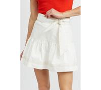 Everyday The Label Women's Contrast Stitching Trim Knotted High Waist A-Line Mini Skirt - White | Size: Medium Everyday The Label White M
