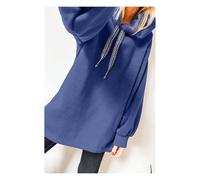 Everyday The Label Women's Dirty blue Fleece Lined Adjustable Drawstring Oversize Tunic Hoodie in Mid Blue | Size: Large Everyday The Label Mid Blue L