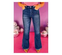 Everyday The Label Women's Dirty blue Plus Size High Waist Side Slits Flare Jeans in Mid Blue | Size: 22 Everyday The Label Mid Blue 22