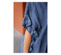 Everyday The Label Women's Dusk Blue Chambray Ruffle Hem Half Sleeve Open Loose Kimono in Mid Blue | Size: Medium Everyday The Label Mid Blue M