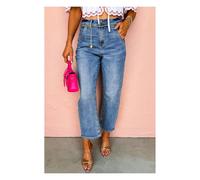 Everyday The Label Women's Dusk Blue High Waist Straight Leg Ankle Jeans in Mid Blue | Size: 16 Everyday The Label Mid Blue 16