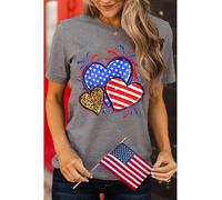 Everyday The Label Women's Gray American Heart July 4th Celebration Graphic T-Shirt in Grey | Size: Large Everyday The Label Grey L