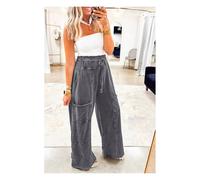 Everyday The Label Women's Medium Grey Mineral Wash Lace-up High Waist Raw Hem Patched Pocket in Mid Grey | Size: 14 Everyday The Label Mid Grey 14