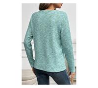 Everyday The Label Women's Moonlight Jade Buttoned V Neck Textured Knit Long Sleeve Top | Size: Large Everyday The Label Jade L