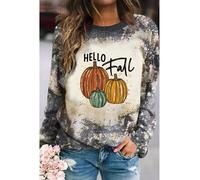 Everyday The Label Women's Multicolor Hello Fall Pumpkin Graphic Tie Dye Long Sleeve Top | Size: Small Everyday The Label Multicolor S
