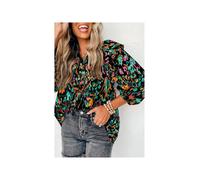 Everyday The Label Women's Multicolour Abstract Print 3/4 Puff Sleeve Ruffle Blouse | Size: Large Everyday The Label Multicolor L