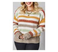 Everyday The Label Women's Multicolour Striped Colorblock Drop Shoulder Plus Size Sweater | Size: 3XL Everyday The Label Multicolor 3XL