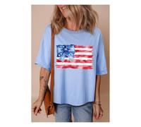 Everyday The Label Women's Myosotis American Flag Bow Knot Print Half Sleeve T-Shirt | Size: Medium Everyday The Label Multicolor M