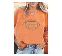 Everyday The Label Women's Orange Rugby Game Day Embroidered Corduroy Sweatshirt | Size: Large Everyday The Label Orange L