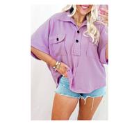 Everyday The Label Women's Orchid Bouquet Corded Flap Pocket Collared Buttoned Short Sleeve | Size: Large Everyday The Label Multicolor L