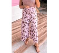 Everyday The Label Women's Pink Drawstring Leopard Print Patch Pocket Loose Pants | Size: 6 Everyday The Label Pink 6