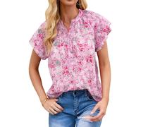 Everyday The Label Women's Pink Floral Mandarin Collar Top | Size: Small Everyday The Label Pink S