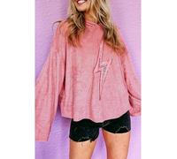 Everyday The Label Women's Pink Thunder Bolt Sequin Oversized Hoodie Tops | Size: Medium Everyday The Label Pink M