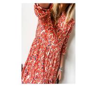 Everyday The Label Women's Red Plus Size Abstract Print Notch V Neck High Waist Maxi Dress | Size: 3XL Everyday The Label Red 3XL