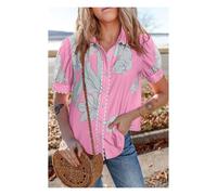 Everyday The Label Women's Rose Floral Ric Rac Edge Puff Sleeve Button Up Summer Shirt | Size: Medium Everyday The Label Rose M