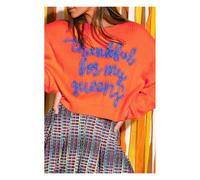 Everyday The Label Women's Vitality Orange Thankful for my queens Ribbed Knit Drop Shoulder | Size: Large Everyday The Label Orange L