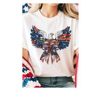 Everyday The Label Women's White American Flag Eagle Print Independence Day Tee | Size: Medium Everyday The Label White M