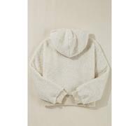 Everyday The Label Women's White Contrast Ribbed Edge Plush Hoodie Sweaters | Size: Large Everyday The Label White L