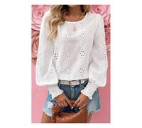 Everyday The Label Women's White Eyelet Embroidered Smocked Cuff Sheer Blouse | Size: Medium Everyday The Label White M