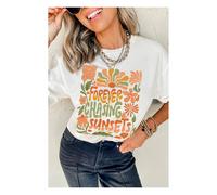 Everyday The Label Women's White FOREVER CHASING SUNSETS Floral Print T-Shirt | Size: 22 Everyday The Label White 22