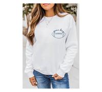 Everyday The Label Women's White game day Rugby Embroidered Casual Sweatshirt | Size: XL Everyday The Label White XL