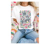 Everyday The Label Women's White He is Risen Floral Printed T-Shirt | Size: 48 Everyday The Label White 48