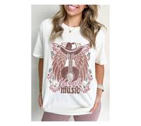 Everyday The Label Women's White Nashville Music Cowboy Hat Guitar Graphic Tee | Size: Small Everyday The Label White S