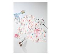 Everyday The Label Women's White Plus Size Wine Glass Print Bow Knot Pajama Set | Size: XL Everyday The Label White XL