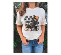 Everyday The Label Women's White & THEY CALL THE THING RODEO Graphic Crewneck Tee | Size: Small Everyday The Label White S