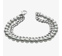 Everyday Unity Stainless-Steel & Grey Shell Pearl Two Row Bracelet B5440 Fred Bennett Silver One Size