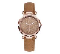 Everyday Watch Ladies Watch Women's Middle School Student Belt Stone (Brown, One Size)
