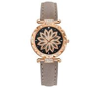 Everyday Watch Leaf Quartz Watch SetGift Star Ladies Bracelet Dial Strap Women's (Grey, One Size)