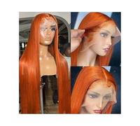 Everyday Wigs 20-40 Inch Orange Ginger HD Lace Frontal Wig Human Hair Bone Straight 13x4 Transparent Color Wigs(26inches)
