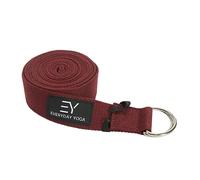 Everyday Yoga Super Strong Cotton Strap with Metal D-ring Buckle - Improve Flexibility, Stretching, and Physical Therapy Fitness - Merlot