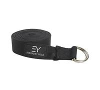 Everyday Yoga Super Strong Cotton Strap with Metal D-ring Buckle - Improve Flexibility, Stretching, and Physical Therapy Fitness - Black