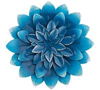 Everydecor Succulent Metal Flowers Wall Decor - Blue, Hand Painted, 3D Flower Art Decoration for Living Room, Bedroom, Kitchen, Bathroom - Floral Decor for Indoor & Outdoor Use