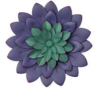 Everydecor Succulent Metal Flowers Wall Decor - Purple, Hand Painted, 3D Flower Art Decoration for Living Room, Bedroom, Kitchen, Bathroom - Floral Decor for Indoor & Outdoor Use