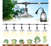 EVERYGROW Outdoor Grow Lights with Timer, Full Spectrum Greenhouse Grow Lights with Timer For Outdoor Plants, IP65 Waterproof String Grow Light Outdoor, UL Certified Daisy Chain LED Grow Light, 21.3FT