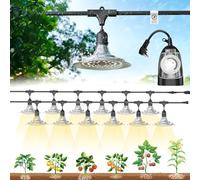 EVERYGROW Outdoor Grow Lights with Timer, Full Spectrum Greenhouse Grow Lights with Timer, IP65 Waterproof String Grow Light Outdoor, UL Certified Daisy Chain LED Grow Light, 41FT