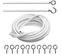 EveryHome White Net Curtain Wire including Hook & Eye Fittings (3 Metre (2 Hooks, 2 Eyes))