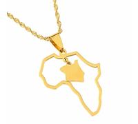 Everyiod Kenya Map Pendant, Kenyan Charm Necklaces Jewelry, Map Pendant Necklace Personalized Minimalist Dainty Hollow Vintage Map Pendant Jewelry For Women,Yellow,50Cm